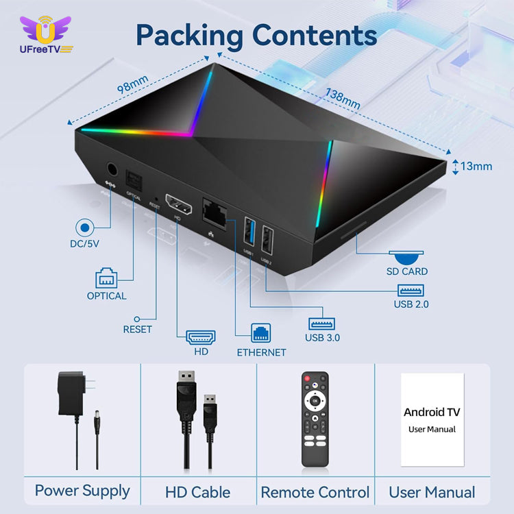 UFREE TV BOX R69 plus, caja de transmisión inteligente para TV 8K/4K HDR - Android 14.0