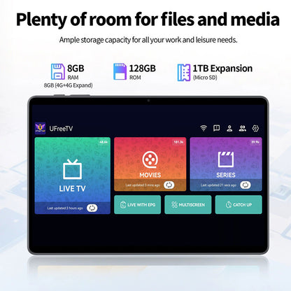 Ufree Streaming tablet M3/M1   12-inch/11-inch tablet PC with 5G dual-band Wi-Fi 6 and Android 14/15 operating system.