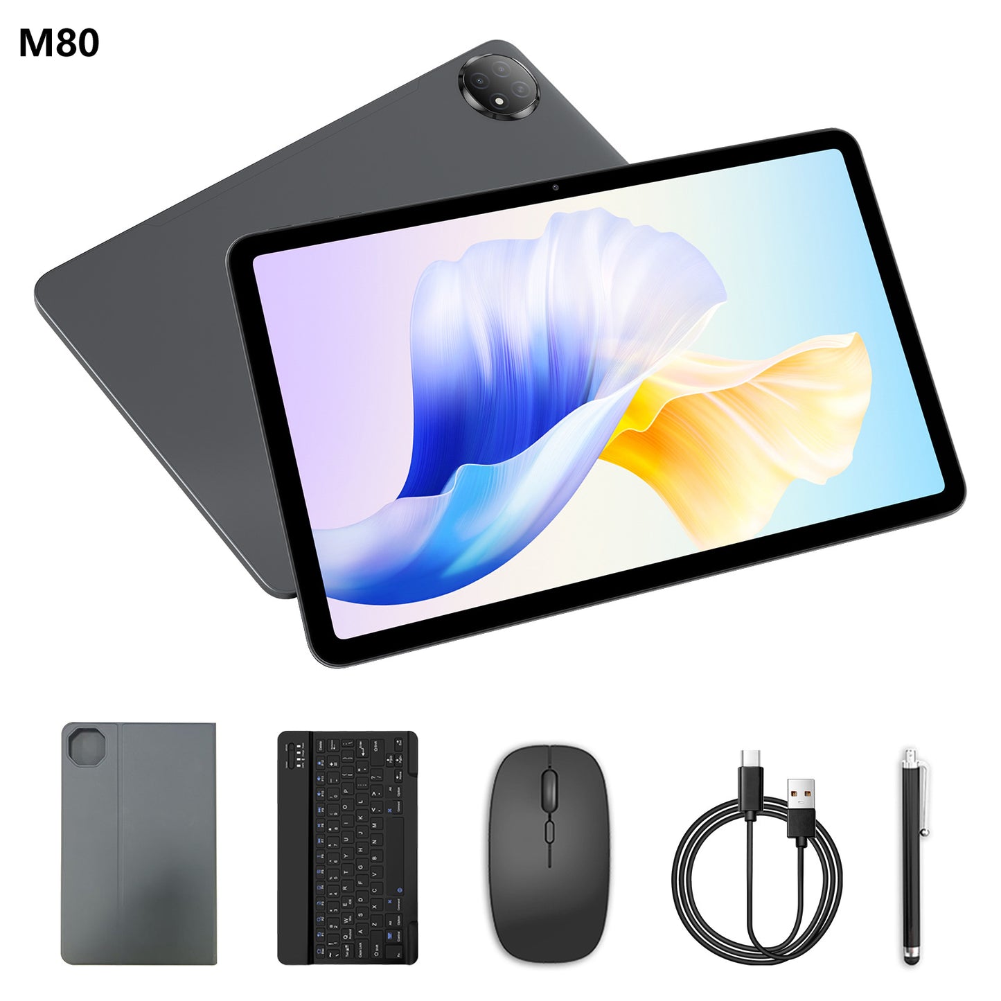 Ufree Streaming tablet M60/M80 11-inch /12- inch tablet  with a keyboard, mouse, protective case, stylus, octa-core processor, 8000mAh battery,  IPS high-definition display, and supports WiFi 5G dual-band  Android 15 operating system