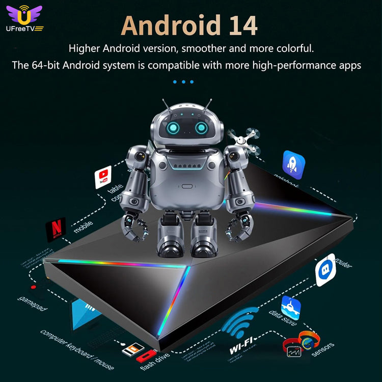 UFREE TV BOX R69 plus, caja de transmisión inteligente para TV 8K/4K HDR - Android 14.0 