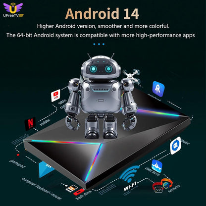 UFREE TV BOX R69 plus, caja de transmisión inteligente para TV 8K/4K HDR - Android 14.0 